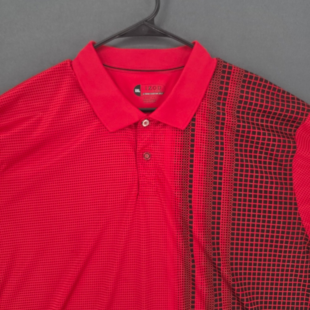IZOD XFG Golf Polo Shirt Mens XXL Red Black Grid Cool-FX Performance Top